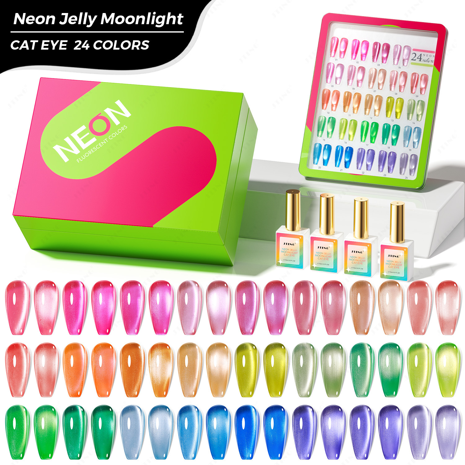 Nail Art Emerald Green - 24 Colors 3D Magnetic Fluorescent Cat's