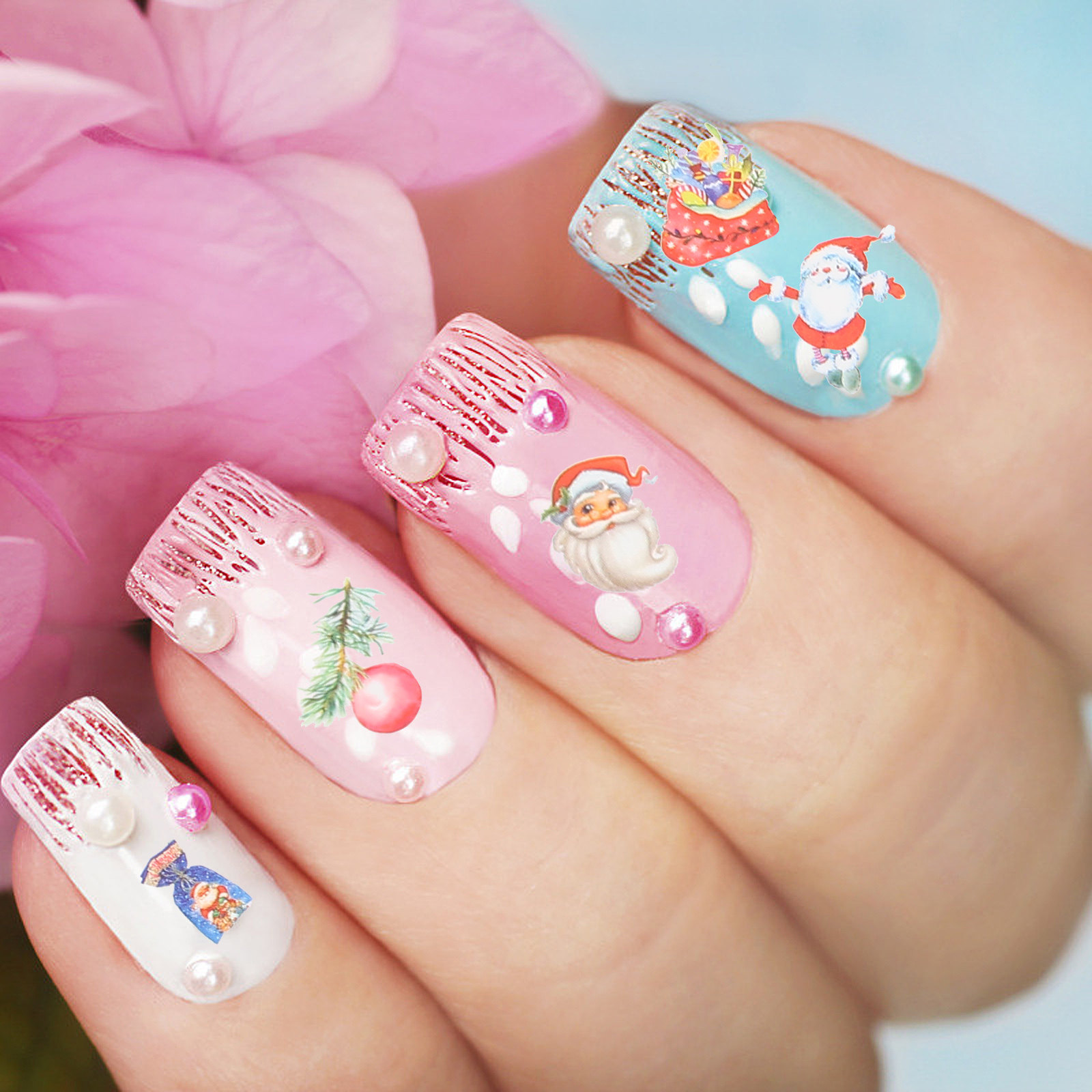 Nail Art Xmas Design - 10 Sheets Christmas Nail Art Stickers