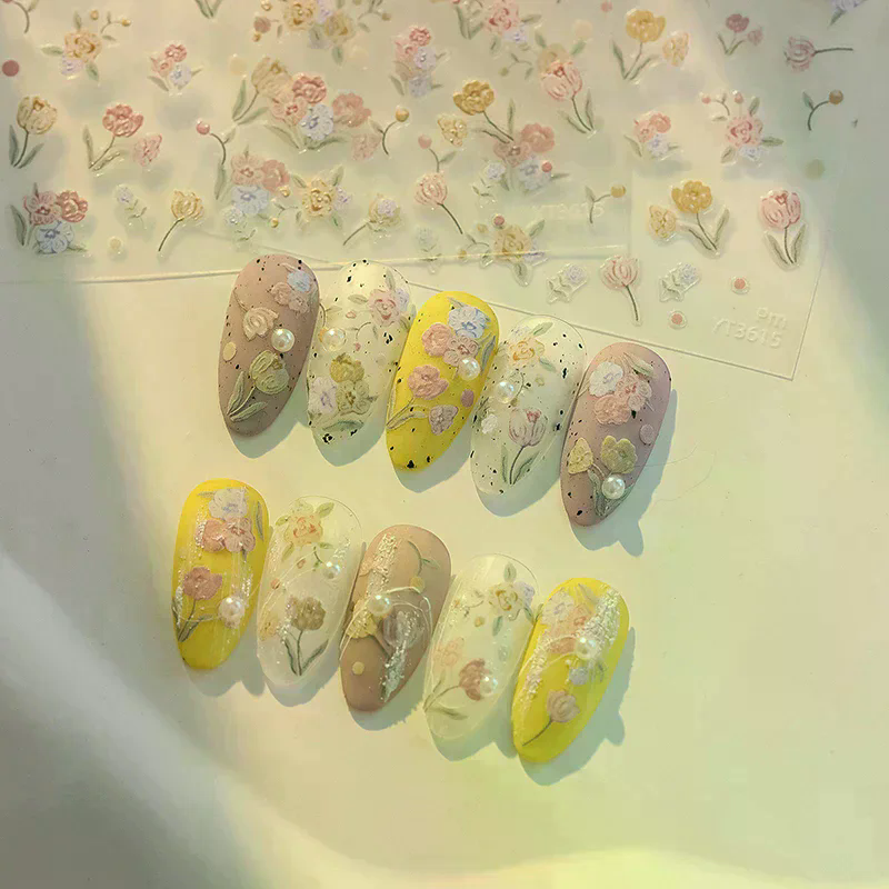 Nail Art Xmas Design - 5D Christmas Romantic Tulips Flowers Embossed