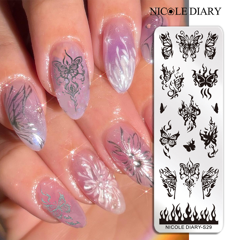 Nail Art Leopard - NICOLE DIARY Butterfly Nail Art Stamping