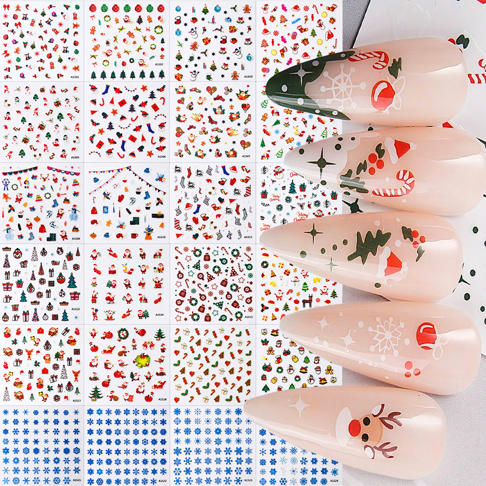 Nail Art Xmas Design - 24pcs 3D Christmas Nail Art Stickers