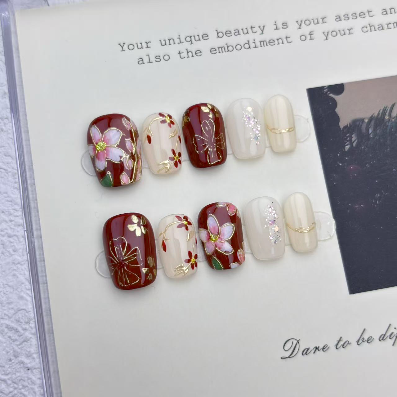 Nail Art Full Cat Eye - 10pcs Short Square Handmade Press On