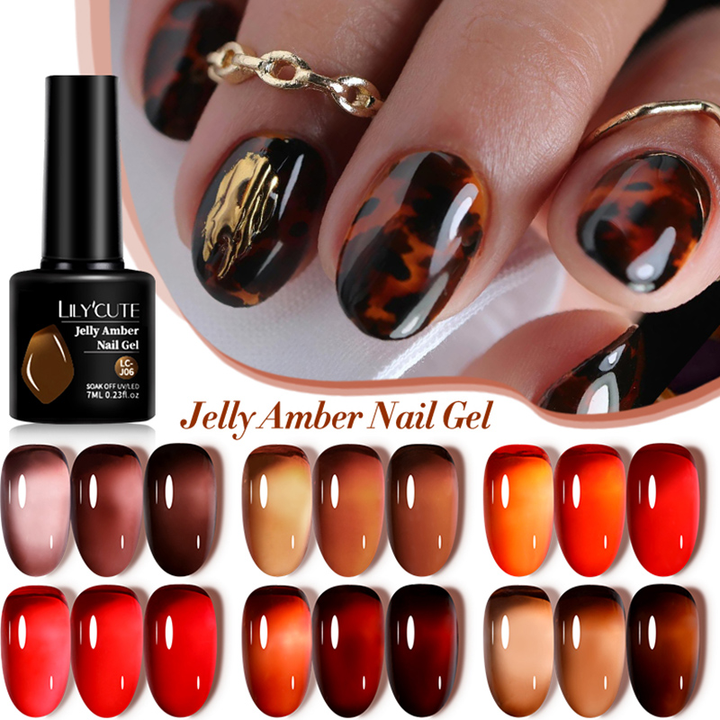 LILYCUTE 7ML Jelly Amber Gel N – обзор и цена Nail Art Leopard