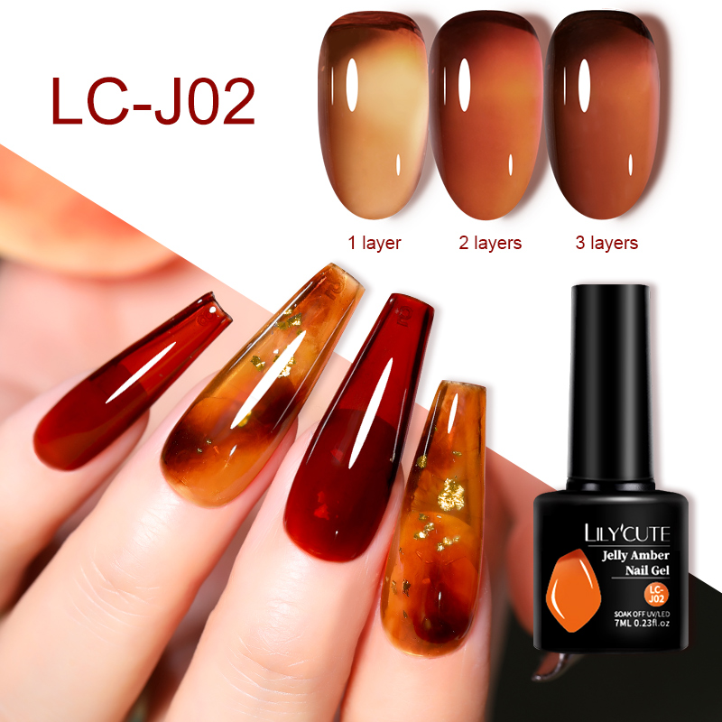LILYCUTE 7ML Jelly Amber Gel N – обзор и цена Nail Art Leopard