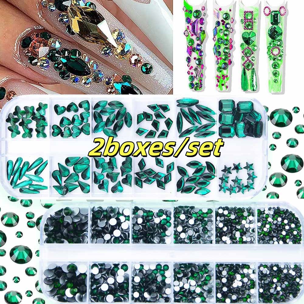 2Boxes Emerald Green Nail Rhin – обзор и цена Nail Art Emerald Green