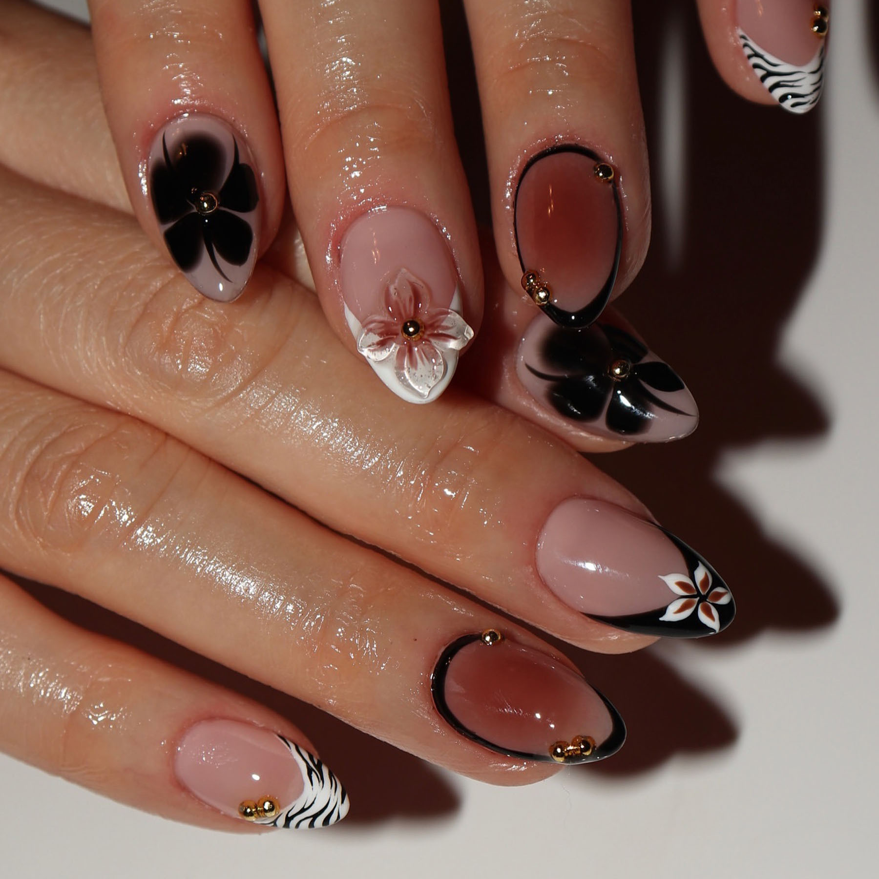 24pcs Flower False Nails Brown – обзор и цена Nail Art Leopard