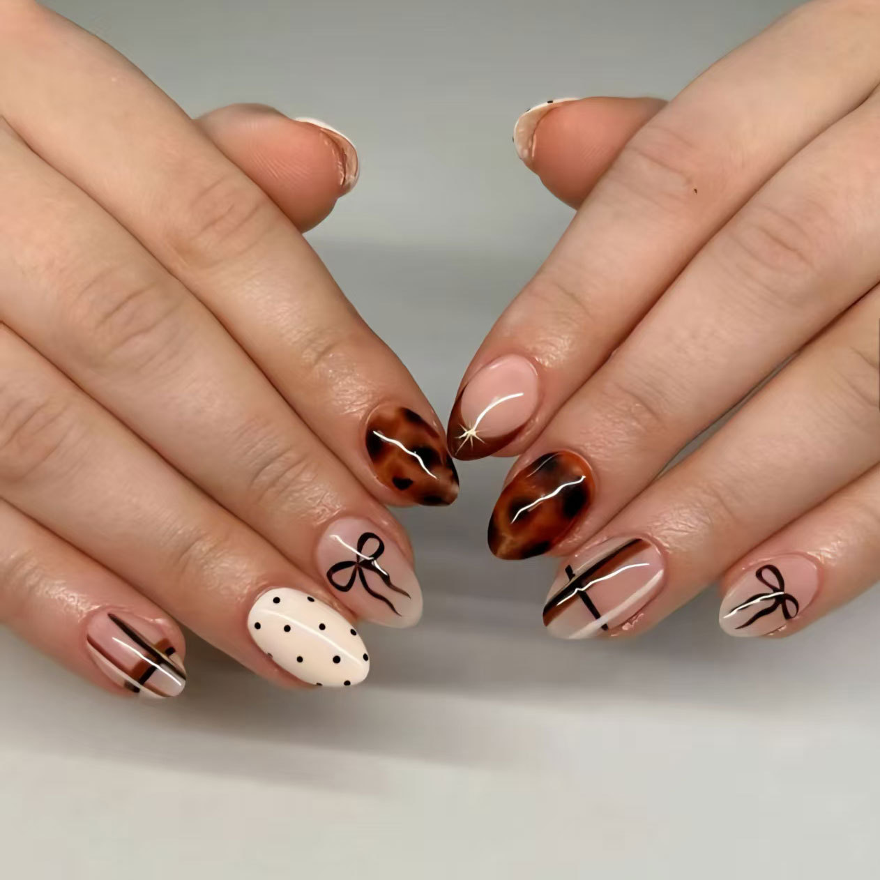24pcs Flower False Nails Brown – обзор и цена Nail Art Leopard