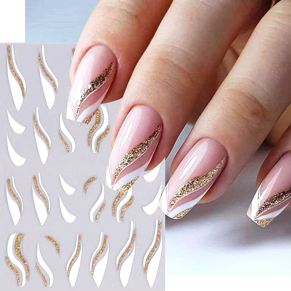 1pcs Gold Glitter French Desig – обзор и цена Nail Art Xmas Design