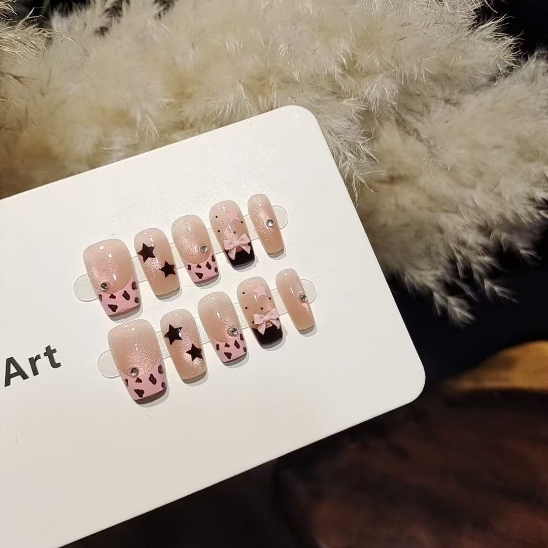 10pcs Short Square Press On Na – обзор и цена Nail Art Leopard