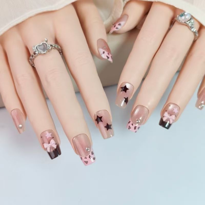 10pcs Short Square Press On Na – обзор и цена Nail Art Leopard