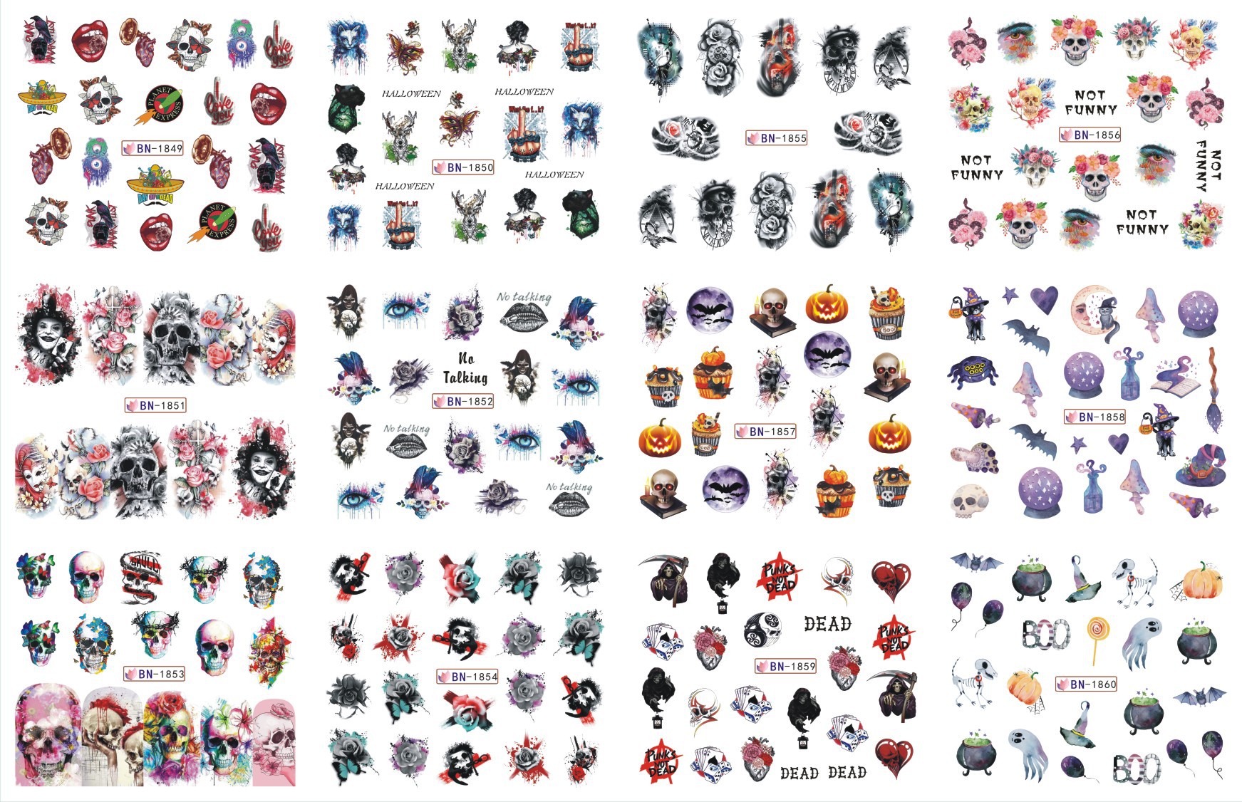 12 Sheets Various Halloween El – обзор и цена Nail Art Zombie