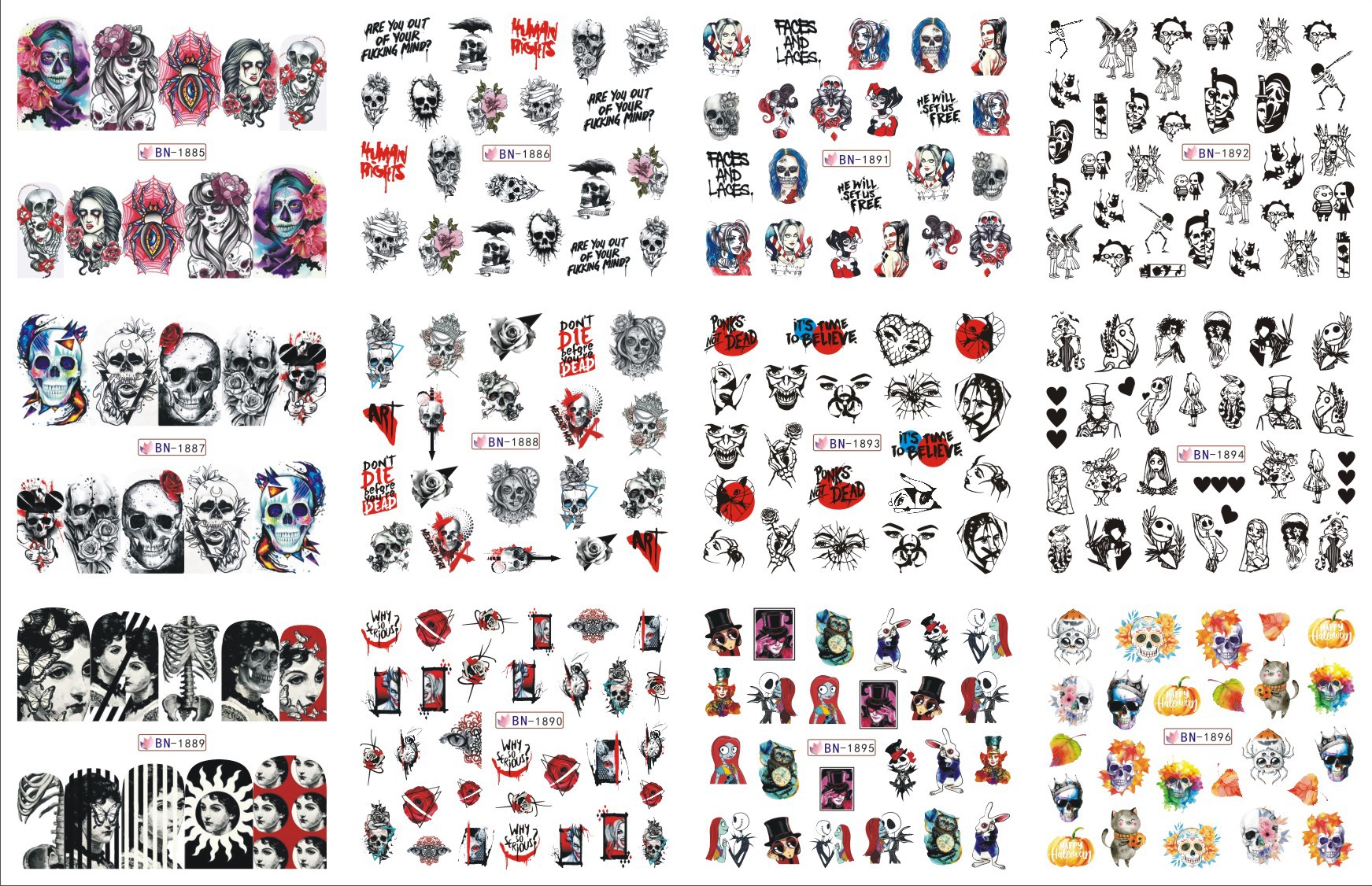12 Sheets Various Halloween El – обзор и цена Nail Art Zombie