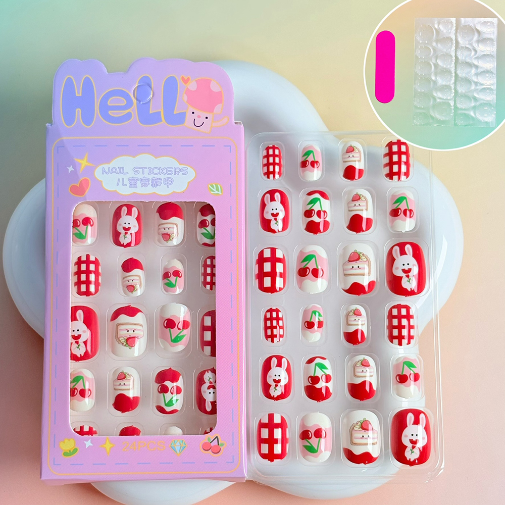 24Pcs/Box Lovely Red Cherry St – обзор и цена Nail Art Strawberry