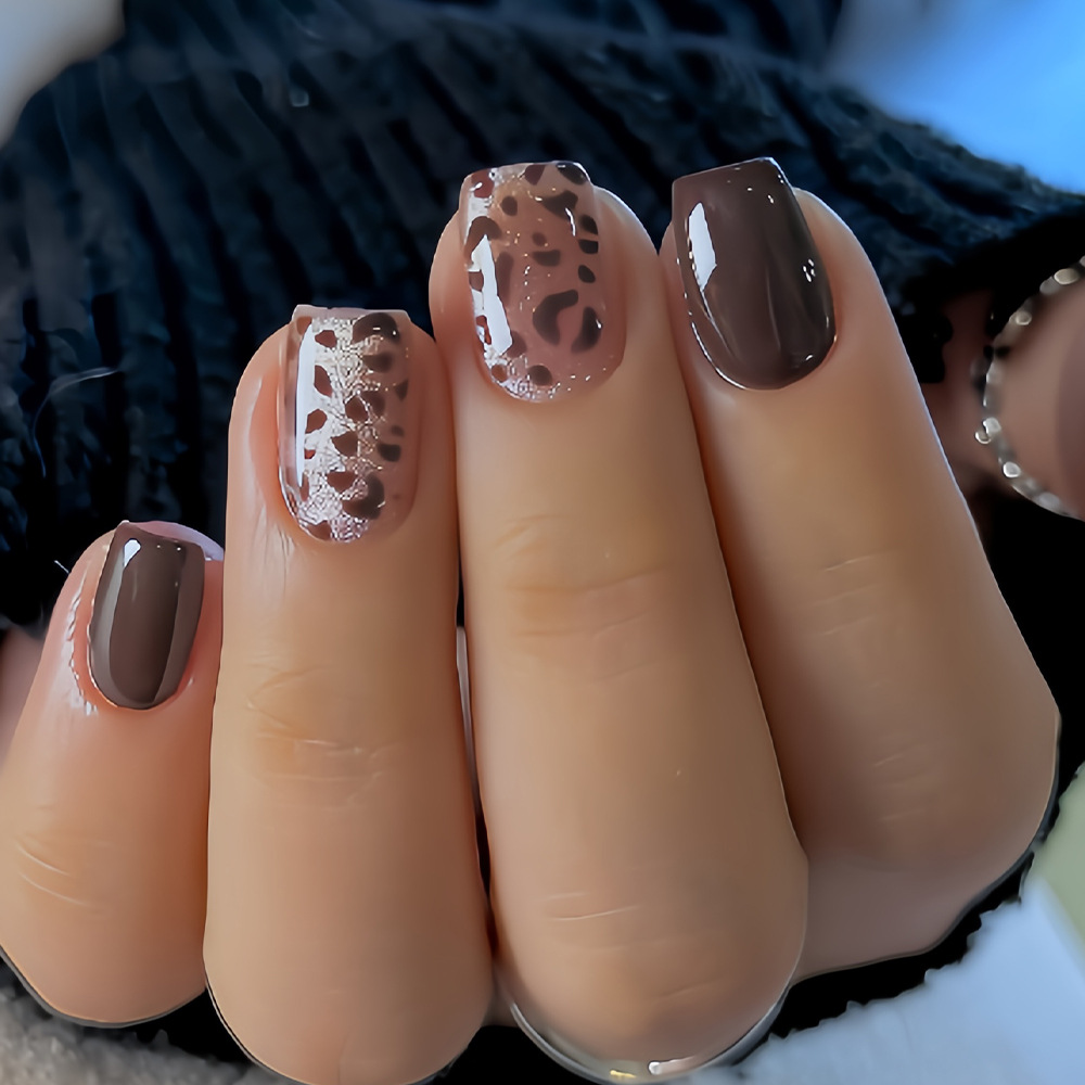 24Pcs French Short Red Leopard – обзор и цена Nail Art Leopard
