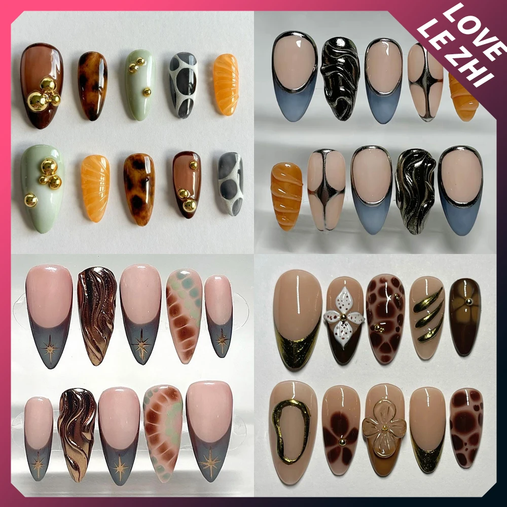Hand-Painted Almond Flowers Ha – обзор и цена Nail Art Leopard