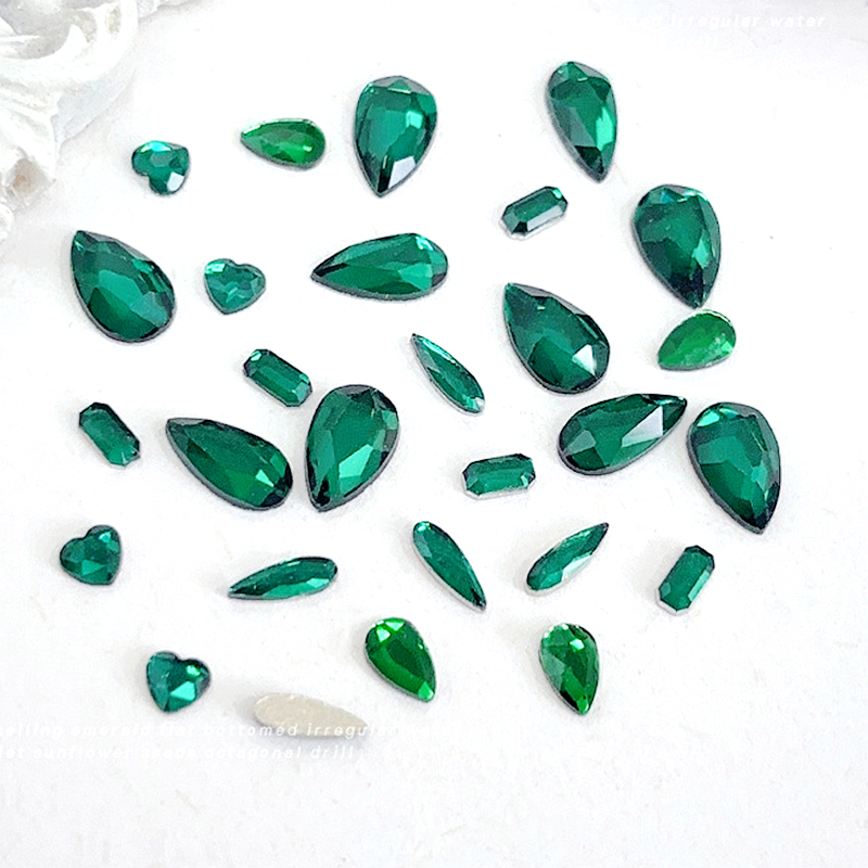 50PCS Dark Green Flat Back 3D  – обзор и цена Nail Art Emerald Green