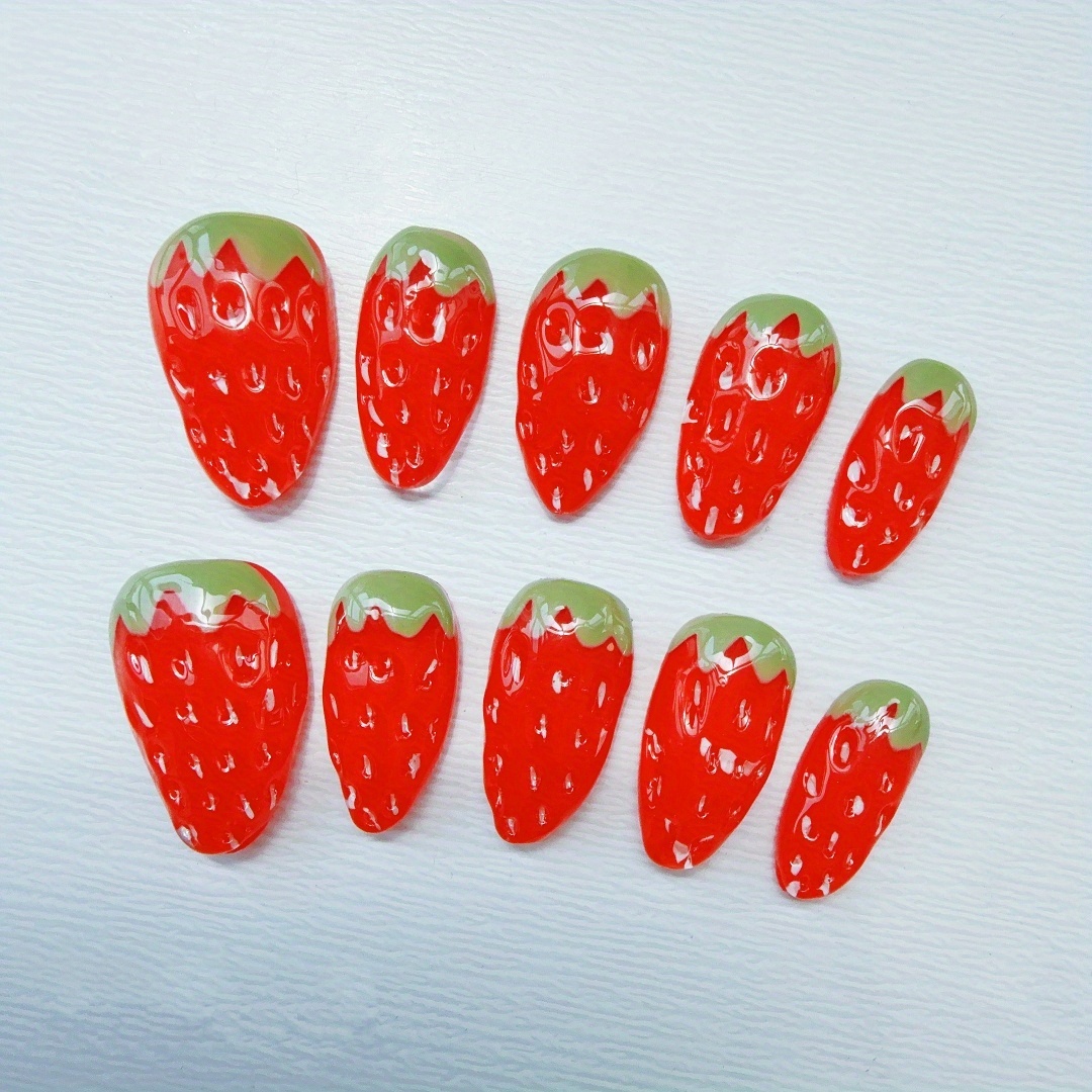 10pcs high-end Short stereosco – обзор и цена Nail Art Strawberry