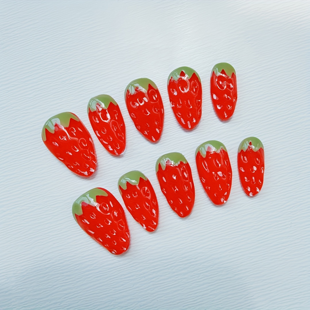10pcs high-end Short stereosco – обзор и цена Nail Art Strawberry