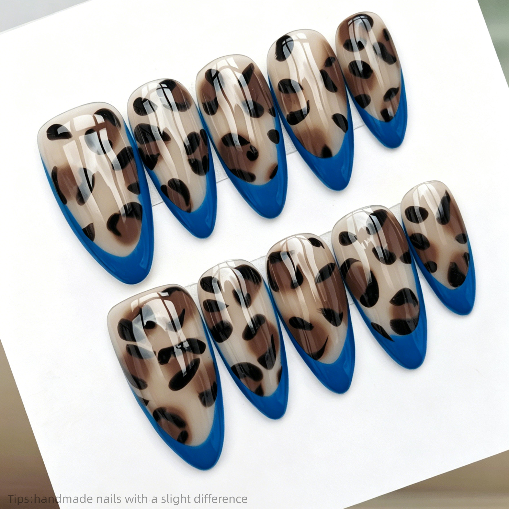 10pcs Handmade Blue French Leo – обзор и цена Nail Art Leopard