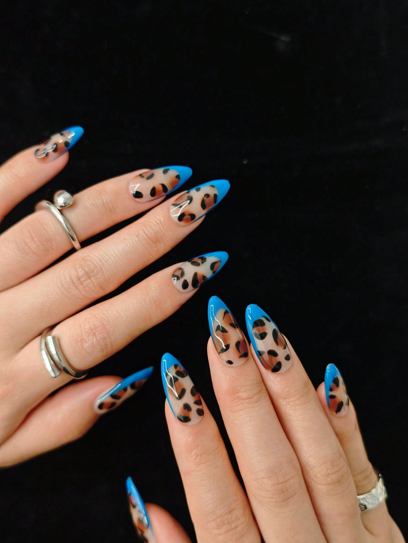 10pcs Handmade Blue French Leo – обзор и цена Nail Art Leopard