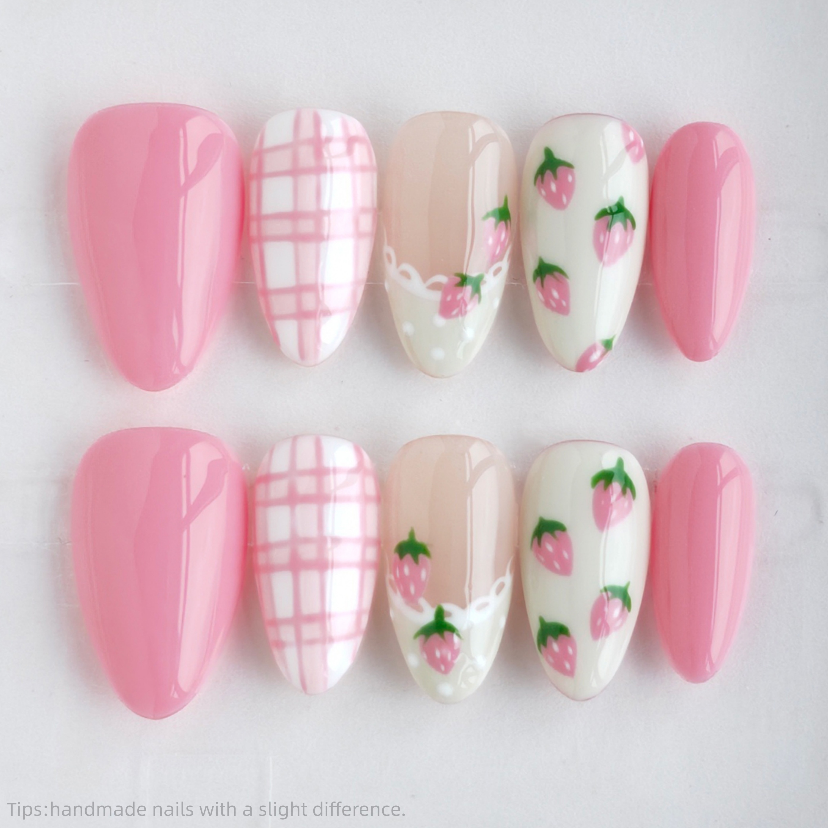 10PCS Handmade Press on Nails  – обзор и цена Nail Art Strawberry