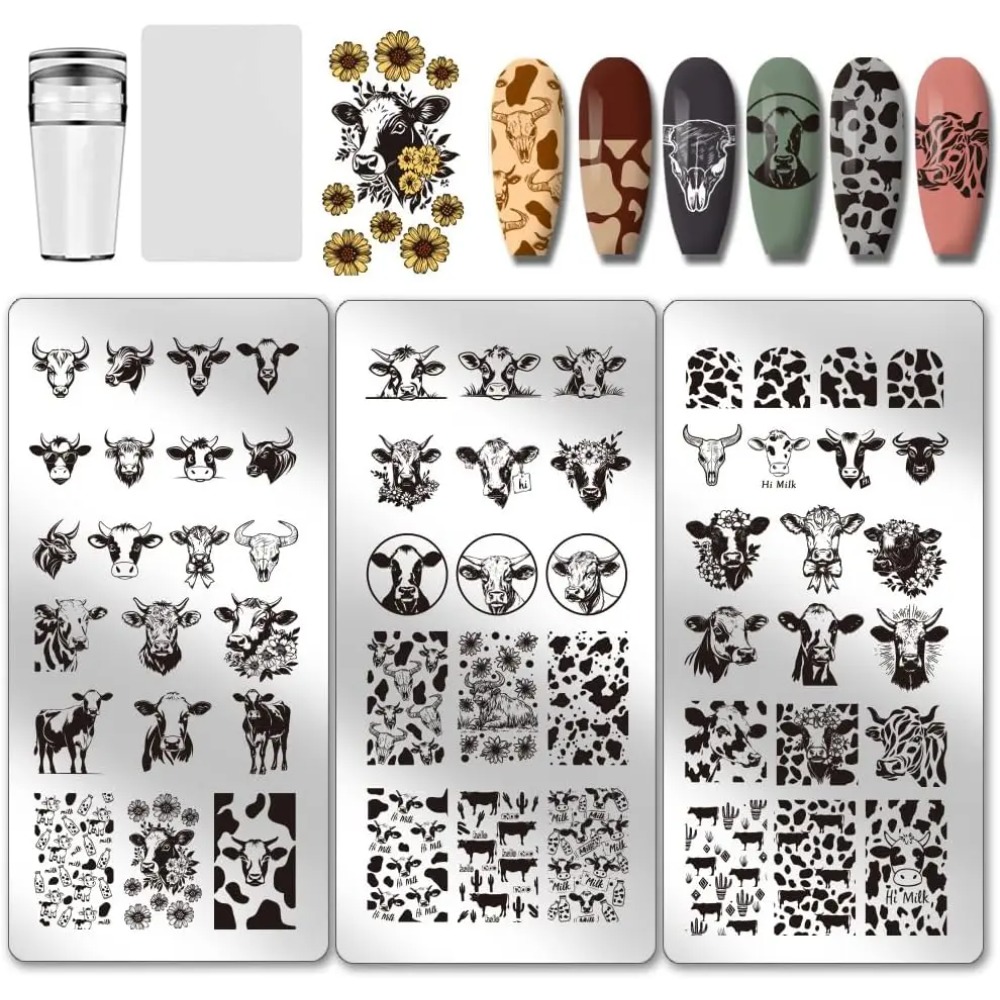 3pcs Cow-Theme Nail Stamping P – обзор и цена Nail Art Leopard