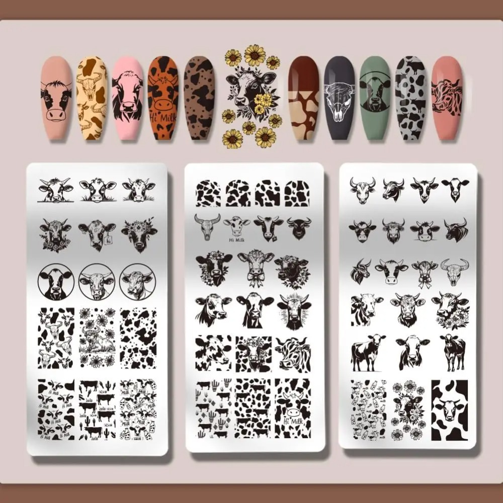 3pcs Cow-Theme Nail Stamping P – обзор и цена Nail Art Leopard