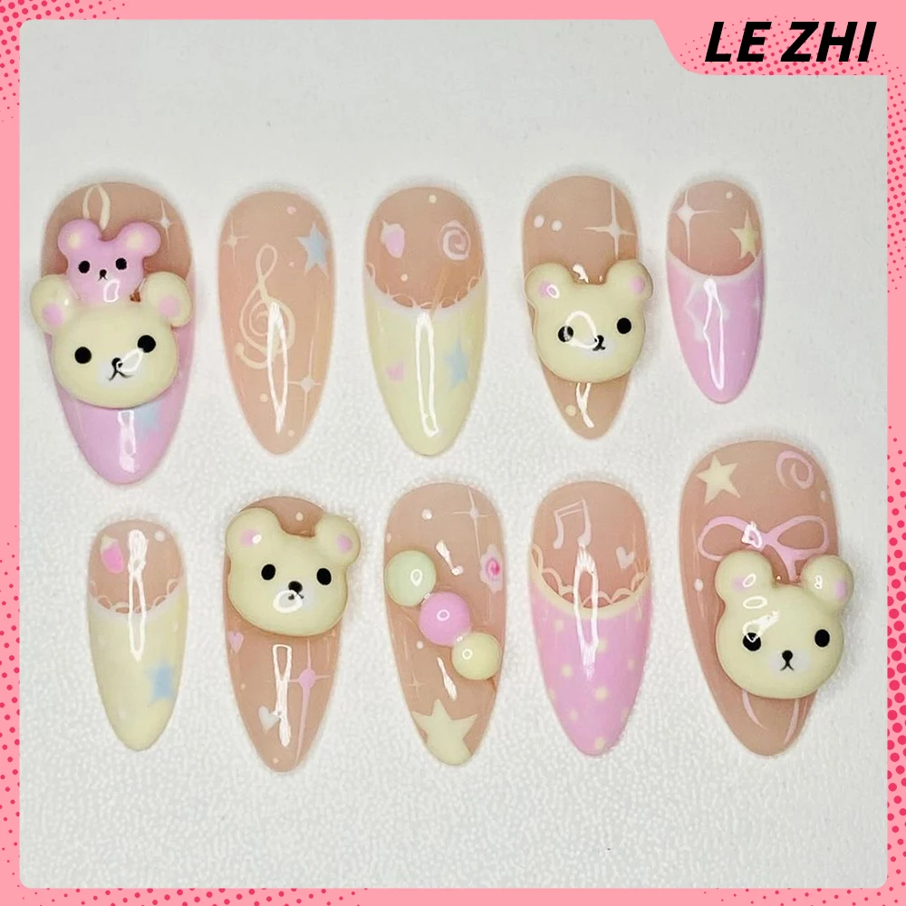 3D Handmade Rilakkuma Press On – обзор и цена Nail Art Strawberry