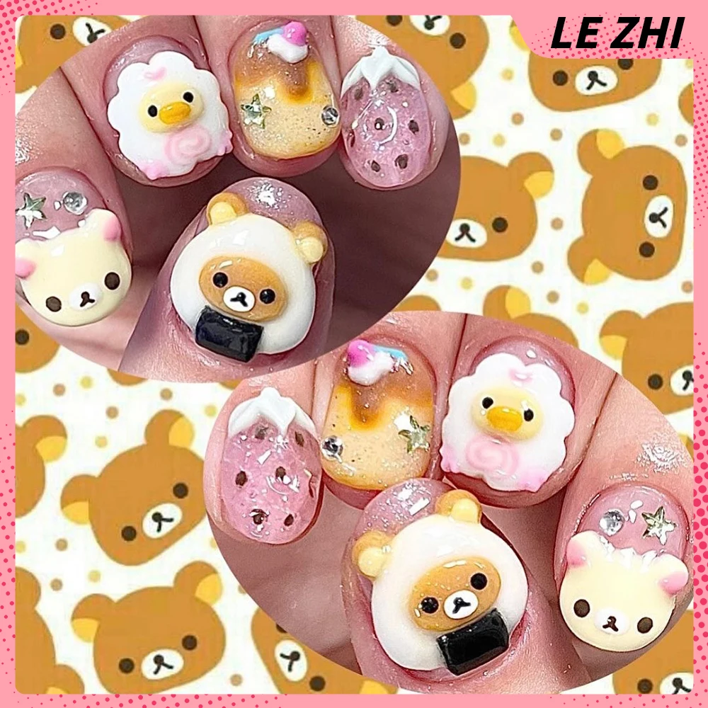 3D Handmade Rilakkuma Press On – обзор и цена Nail Art Strawberry