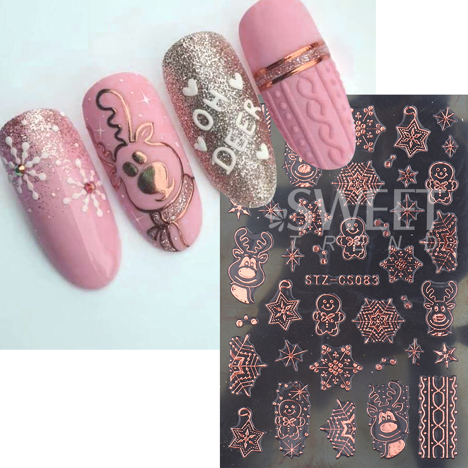 2pcs 3D Rose Gold Christmas Na – обзор и цена Nail Art Xmas Design