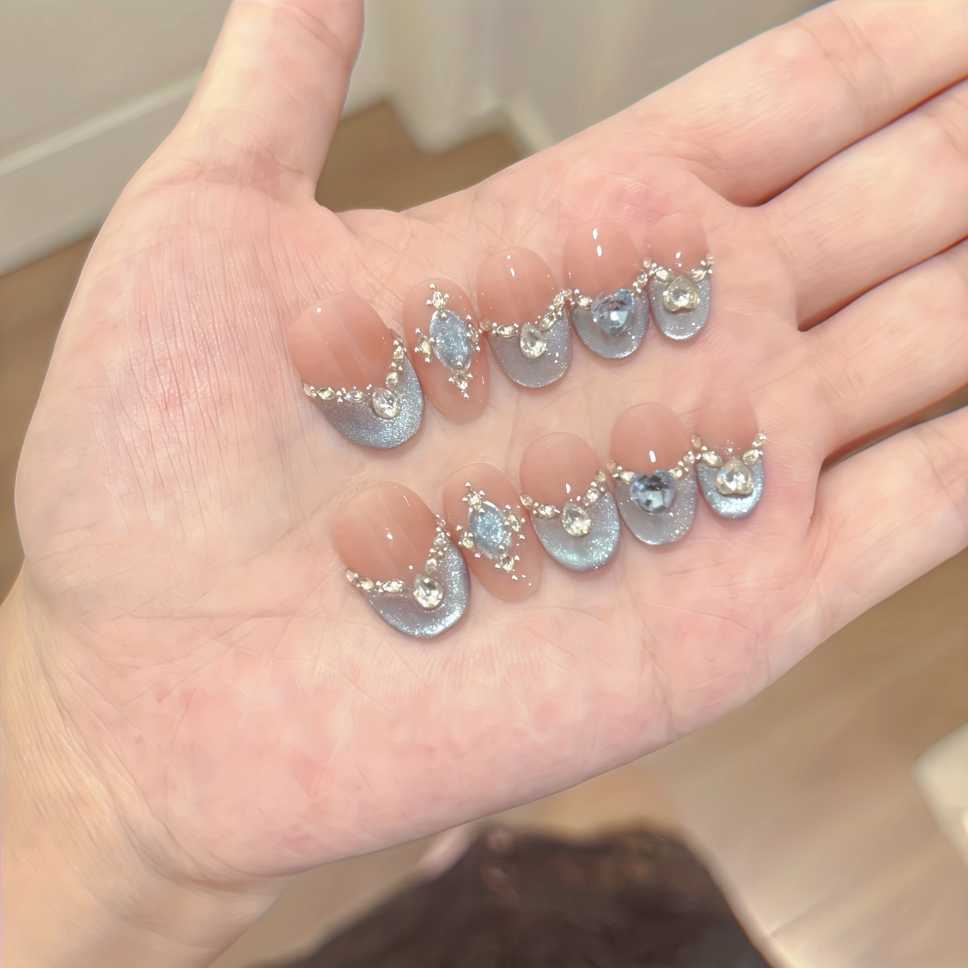 10pcs Handmade Press-on Nail S – обзор и цена Nail Art Full Cat Eye