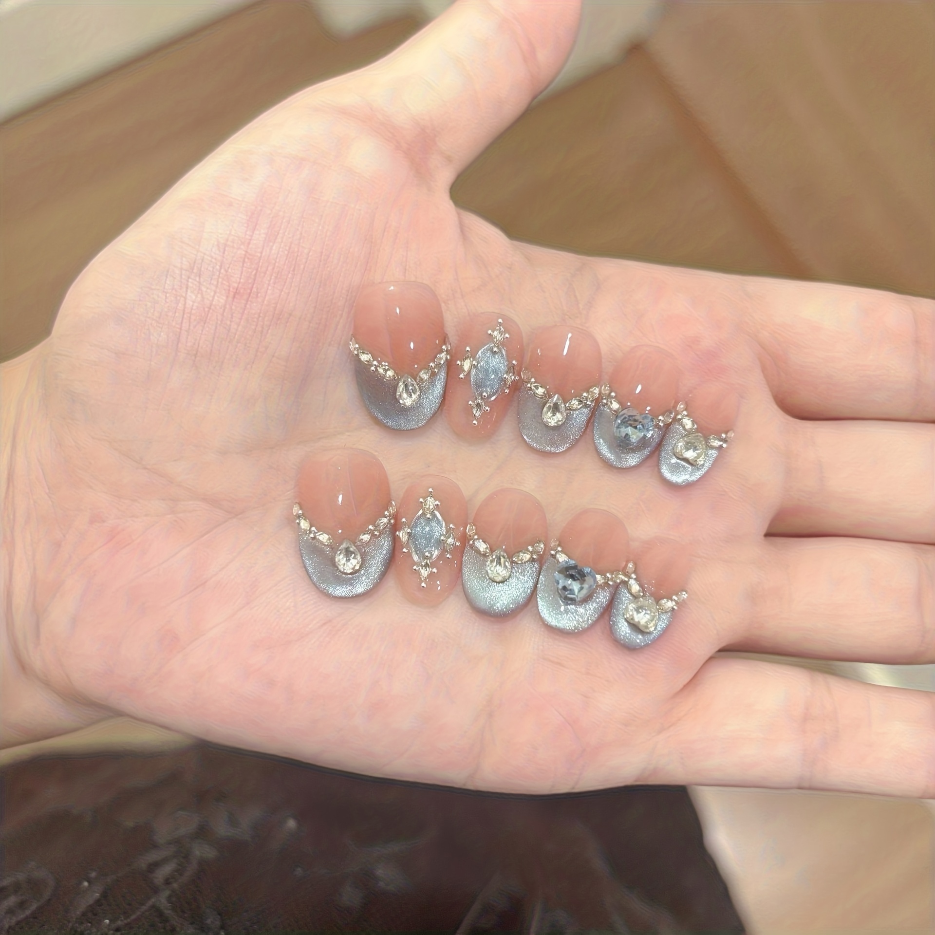 10pcs Handmade Press-on Nail S – обзор и цена Nail Art Full Cat Eye
