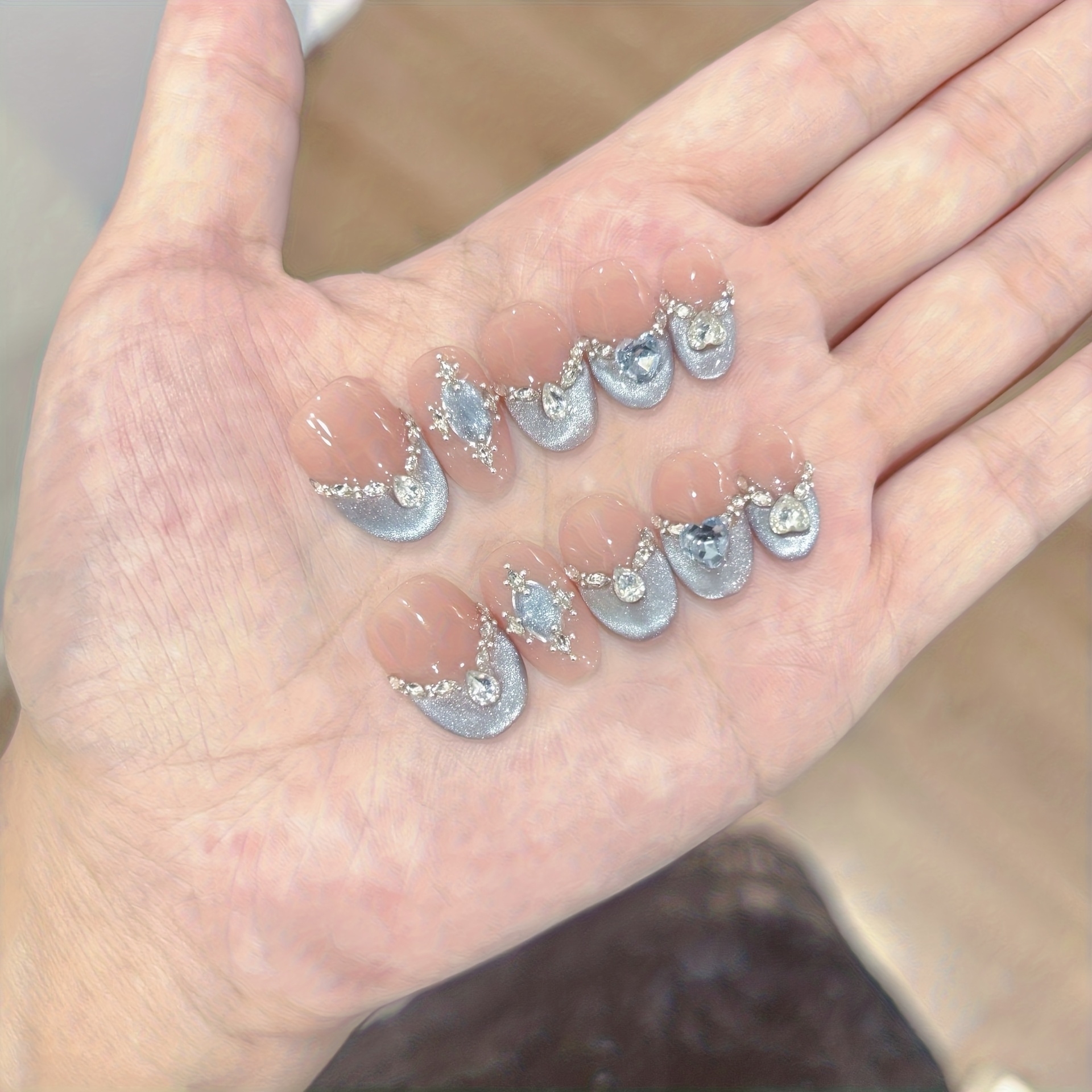 10pcs Handmade Press-on Nail S – обзор и цена Nail Art Full Cat Eye