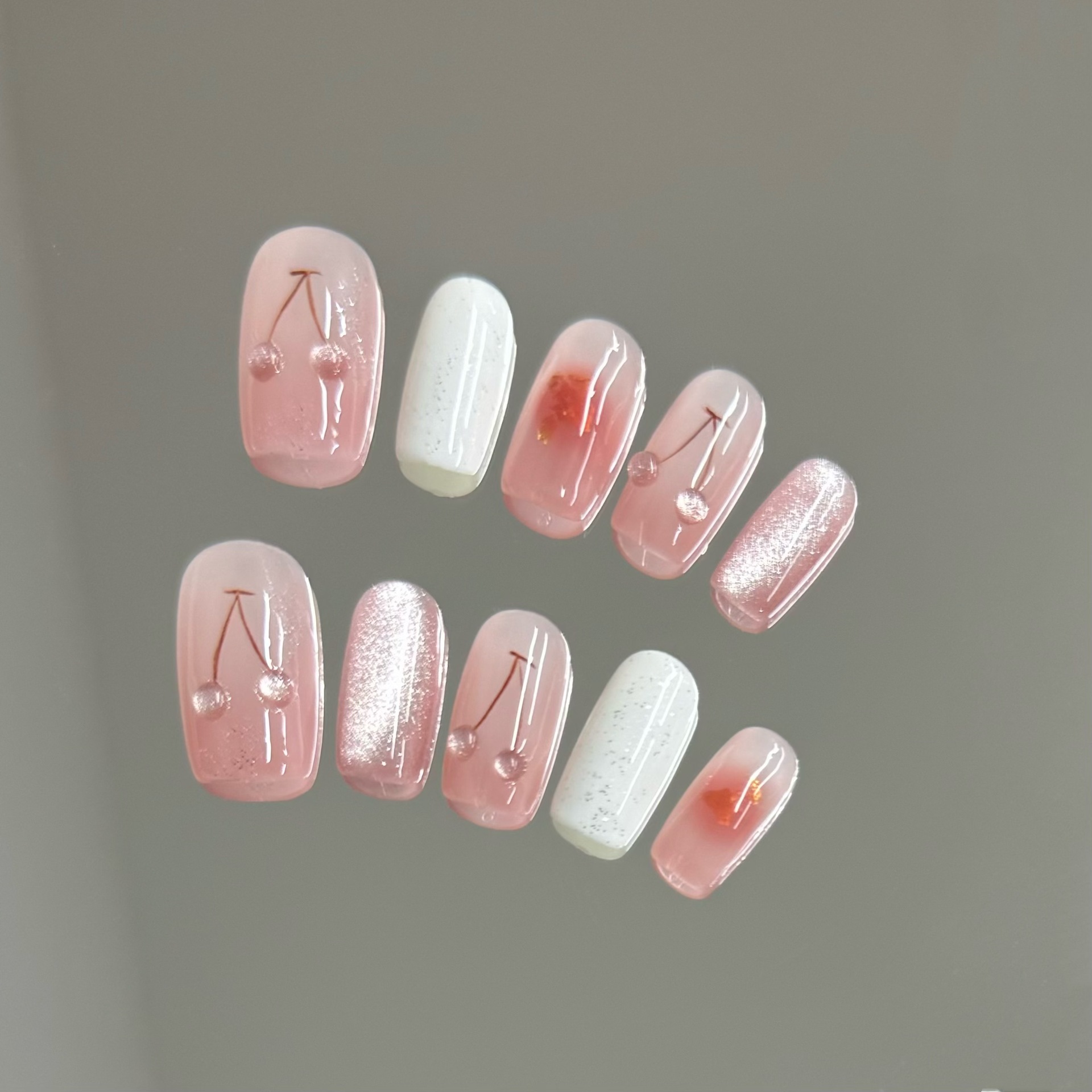 10pcs Pink Cat-Eye Handmade Na – обзор и цена Nail Art Full Cat Eye