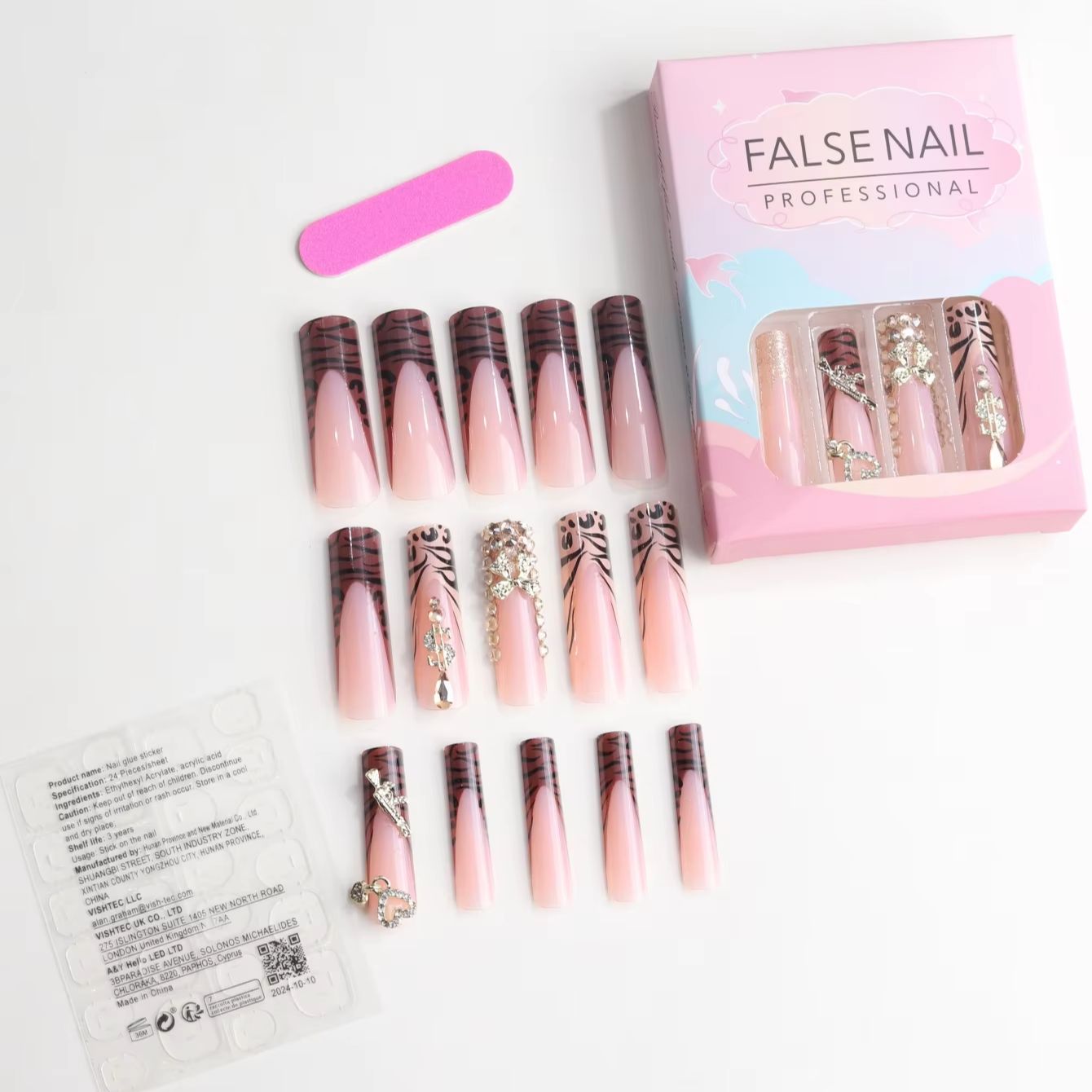 24pcs Pink Creative inlaid leo – обзор и цена Nail Art Leopard
