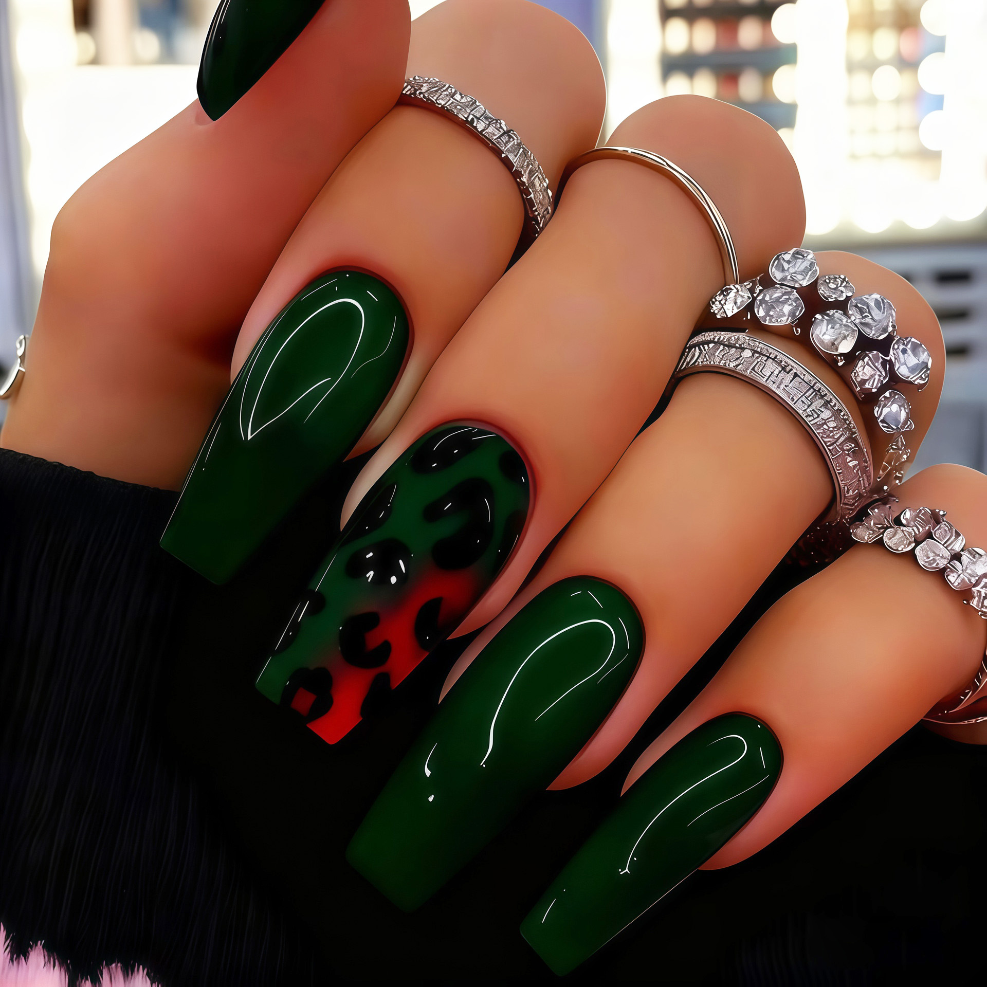 Medium fake nails tips for wom – обзор и цена Nail Art Leopard