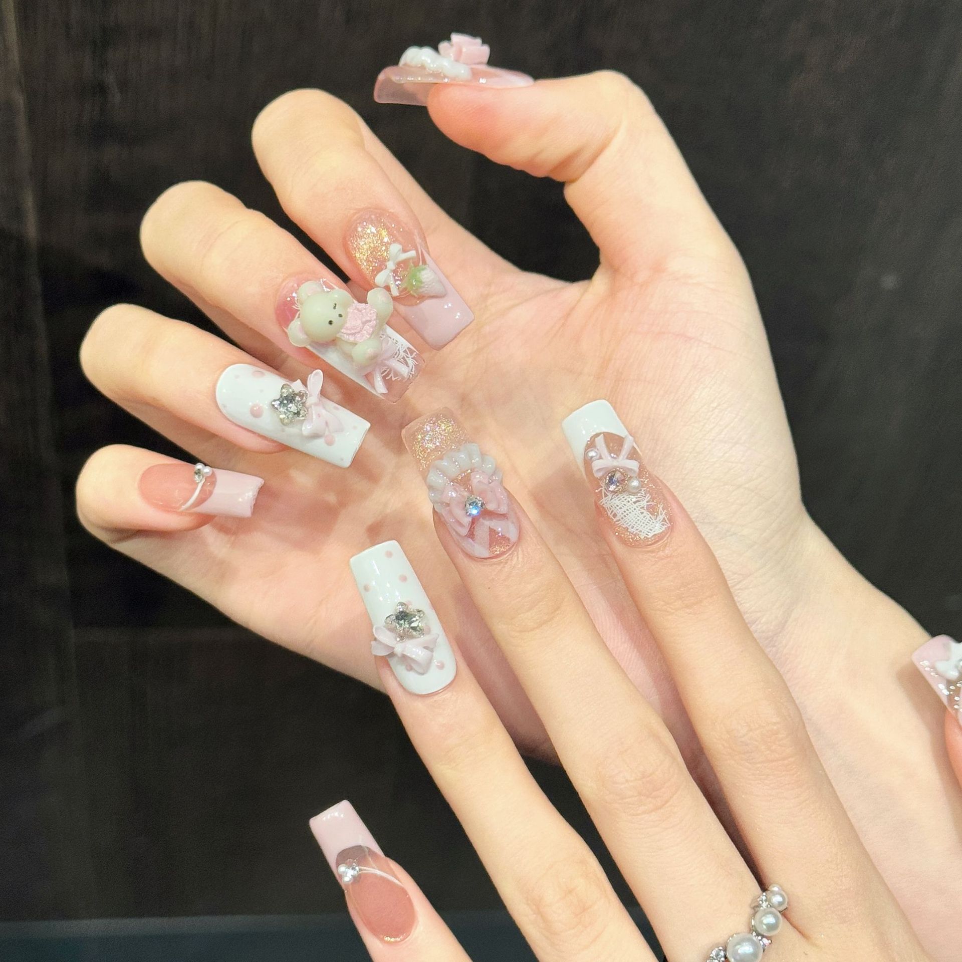 10pcs Pure Hand Pressed Long S – обзор и цена Nail Art Strawberry