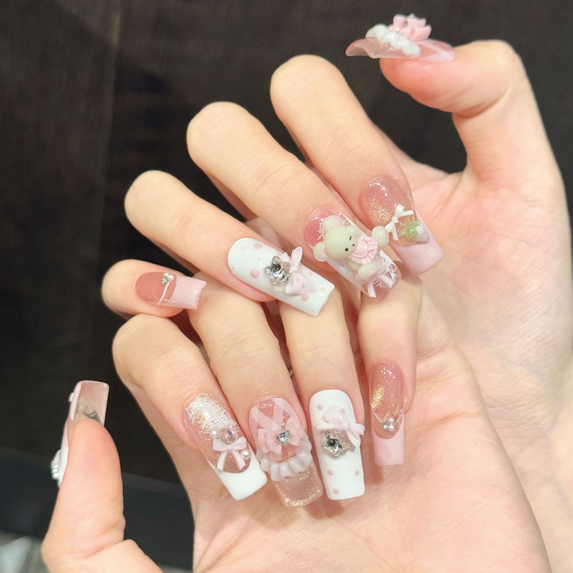 10pcs Pure Hand Pressed Long S – обзор и цена Nail Art Strawberry