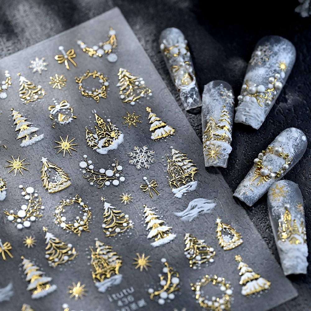 5D Embossed Gold Castle/Garlan – обзор и цена Nail Art Xmas Design