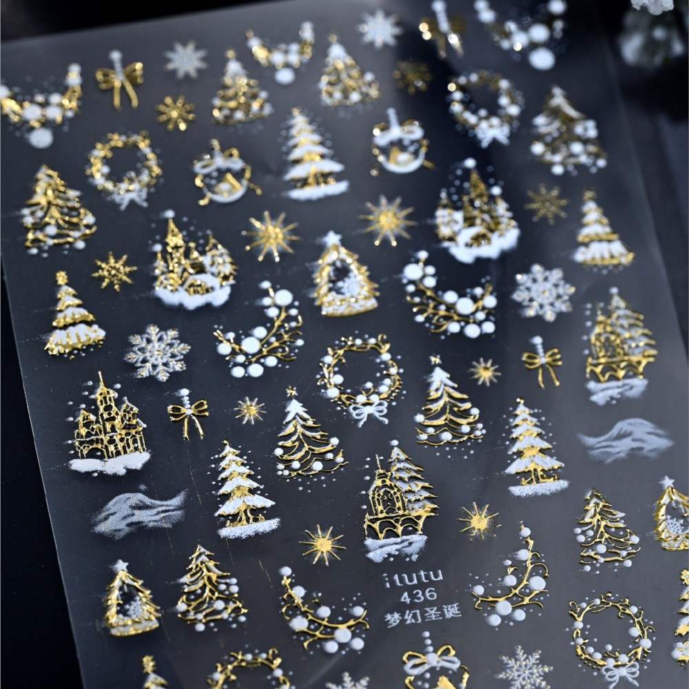 5D Embossed Gold Castle/Garlan – обзор и цена Nail Art Xmas Design