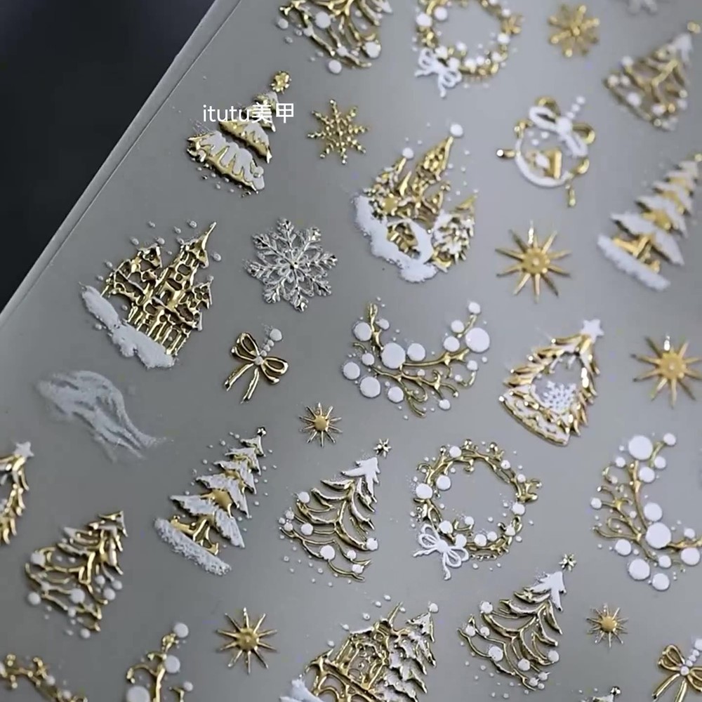 5D Embossed Gold Castle/Garlan – обзор и цена Nail Art Xmas Design