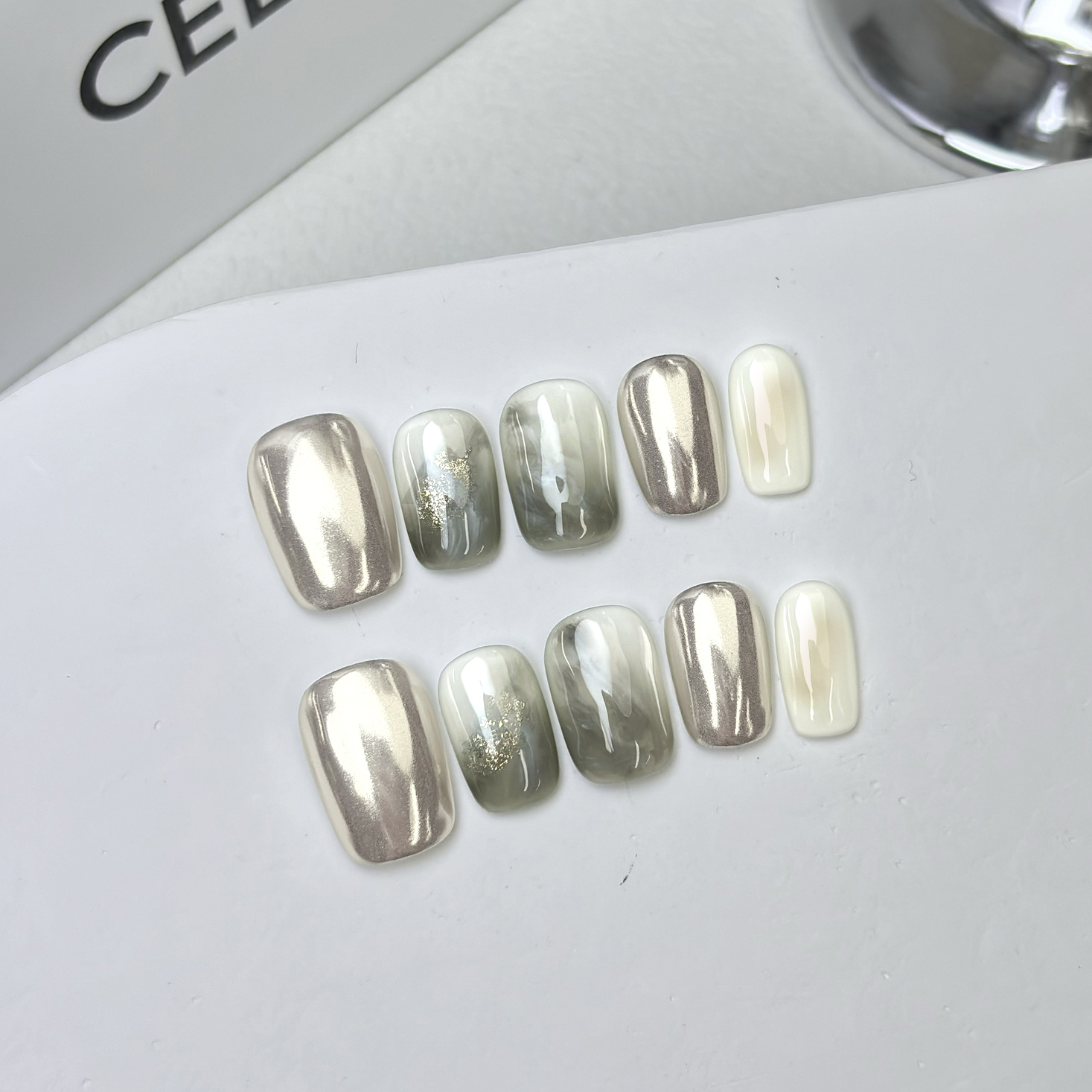10pcs Short Square Handmade Pr – обзор и цена Nail Art Full Cat Eye