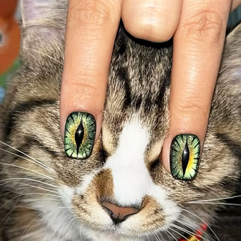 Short fake nails for women shi – обзор и цена Nail Art Full Cat Eye