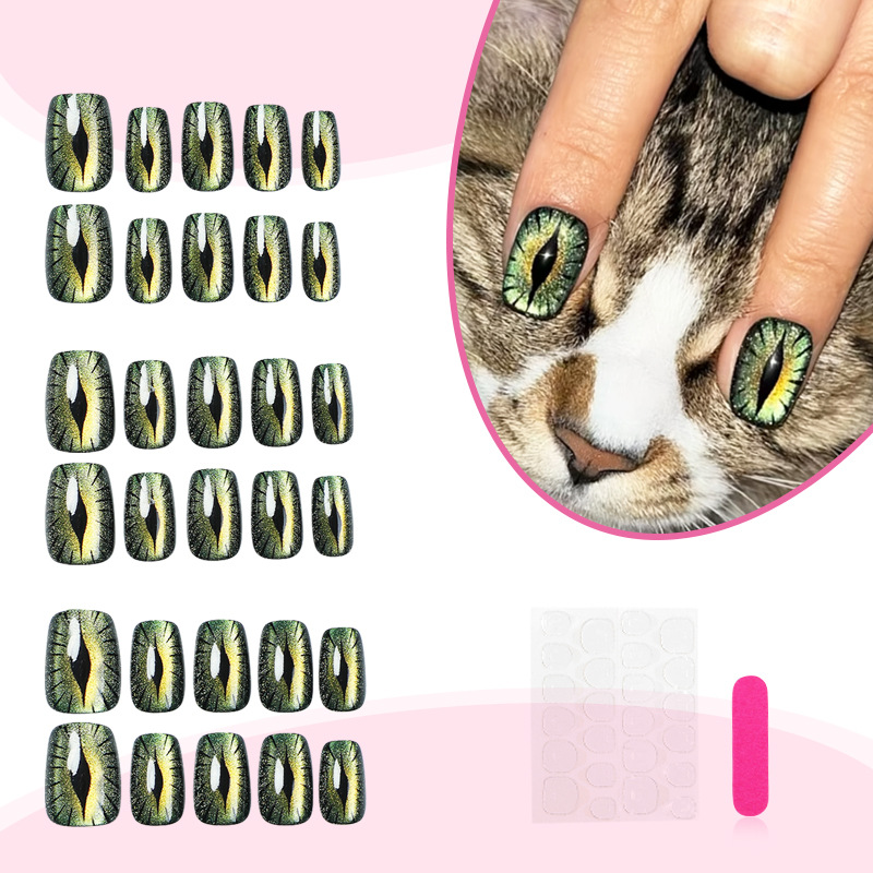Short fake nails for women shi – обзор и цена Nail Art Full Cat Eye