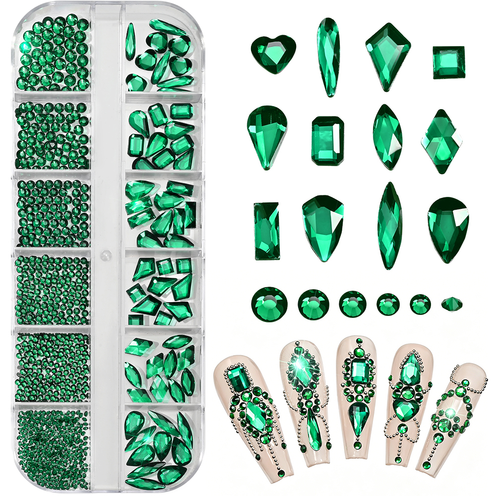 12Grids 3D Sparkle Emerald Gre – обзор и цена Nail Art Emerald Green