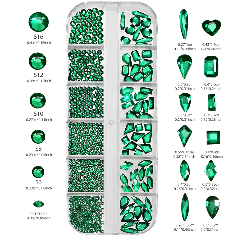 12Grids 3D Mixed Shapes Emeral – обзор и цена Nail Art Emerald Green