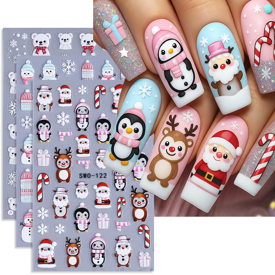 3pcs Embossed Christmas Nail S – обзор и цена Nail Art Xmas Design