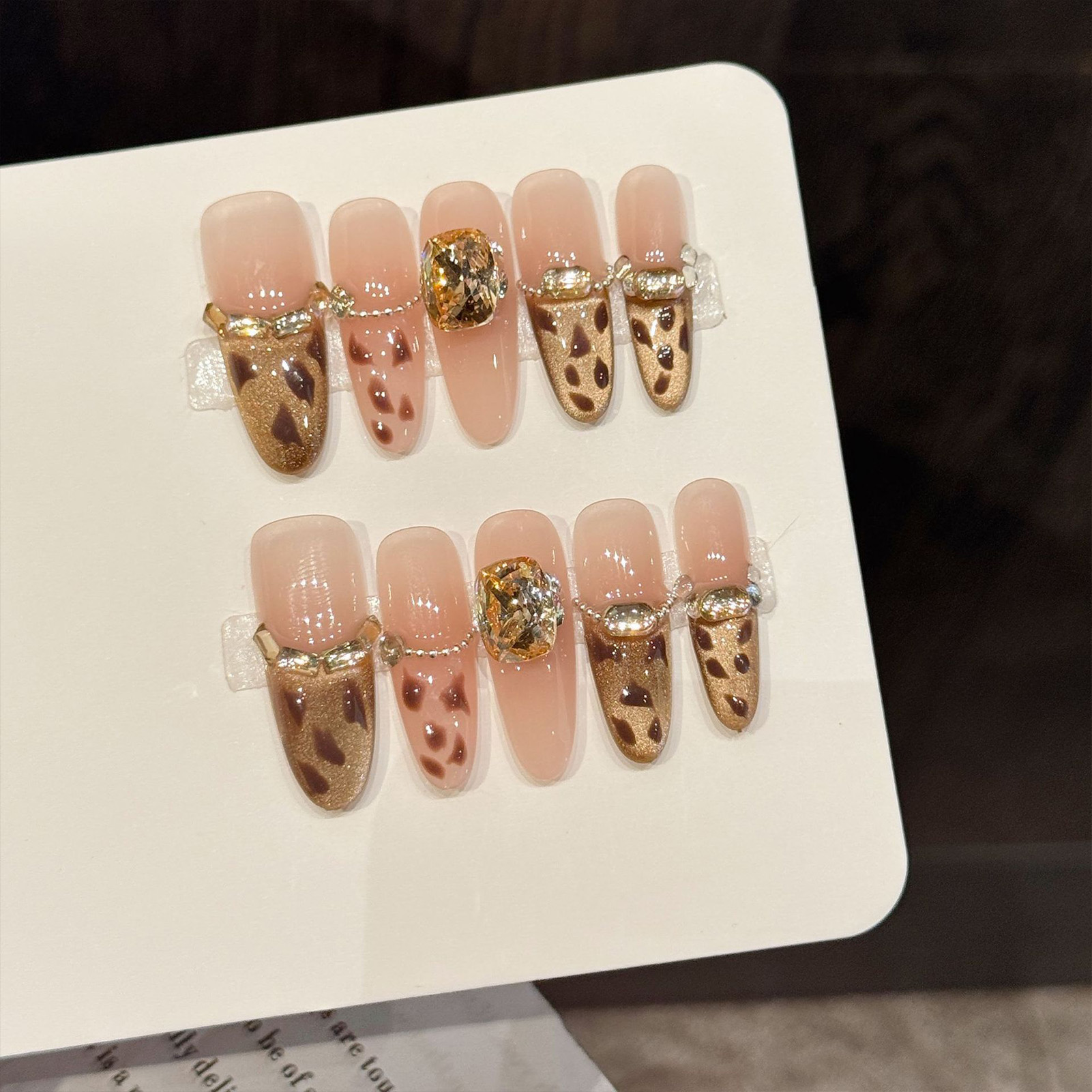 10Pcs Brown Leopard Print Pres – обзор и цена Nail Art Leopard
