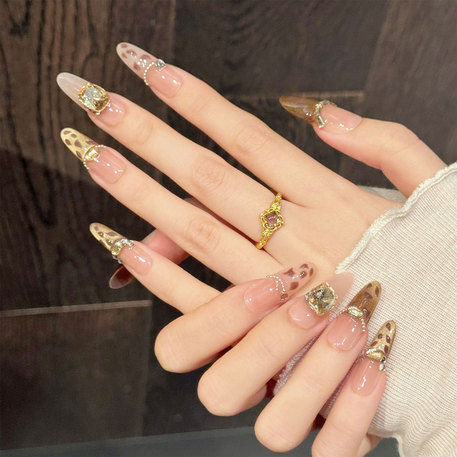 10Pcs Brown Leopard Print Pres – обзор и цена Nail Art Leopard