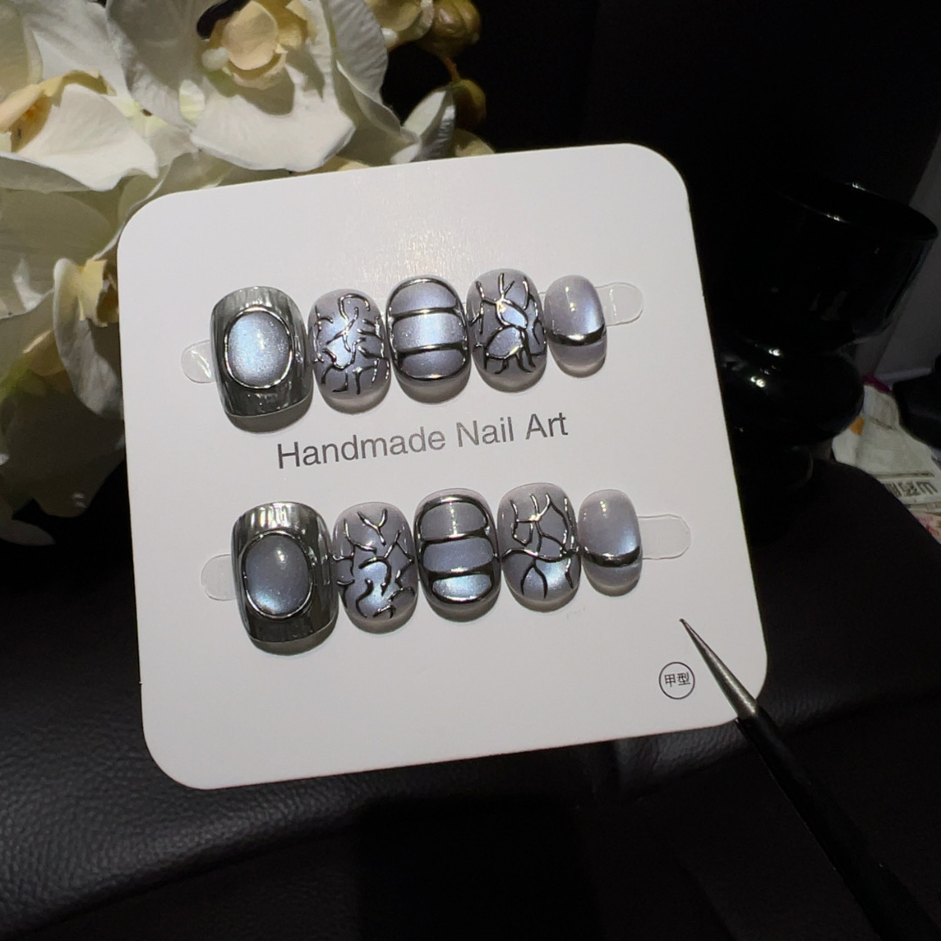10pcsHandmade Short Round Pres – обзор и цена Nail Art Full Cat Eye